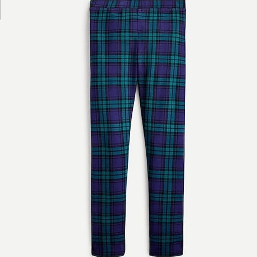 New! J Crew Sz 6 Crewcuts Girls' Leggings Blackwatch Tartan Blue Green Pants NWT
